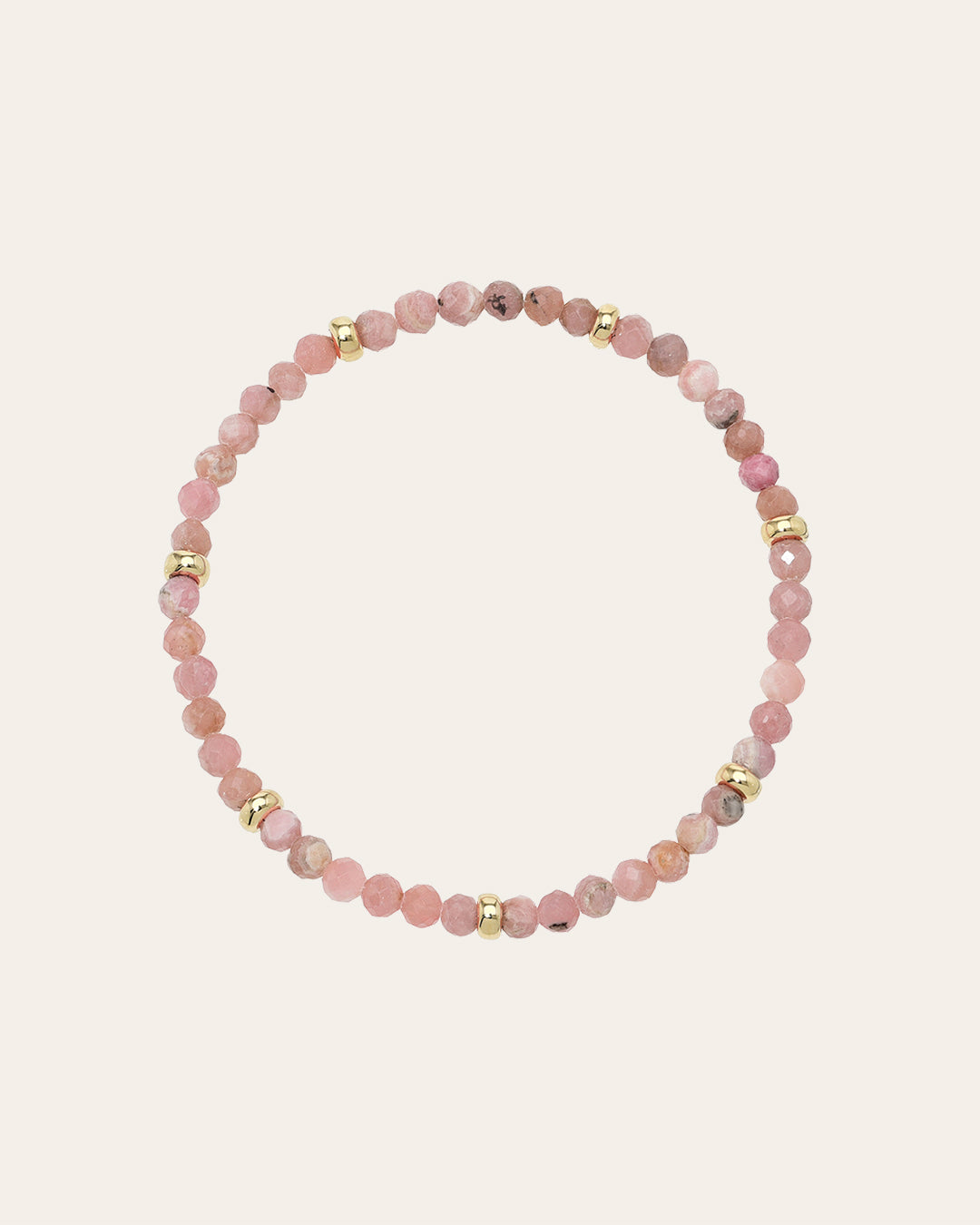 14K Gold Pink Rhodochrosite Segment Bead Bracelet