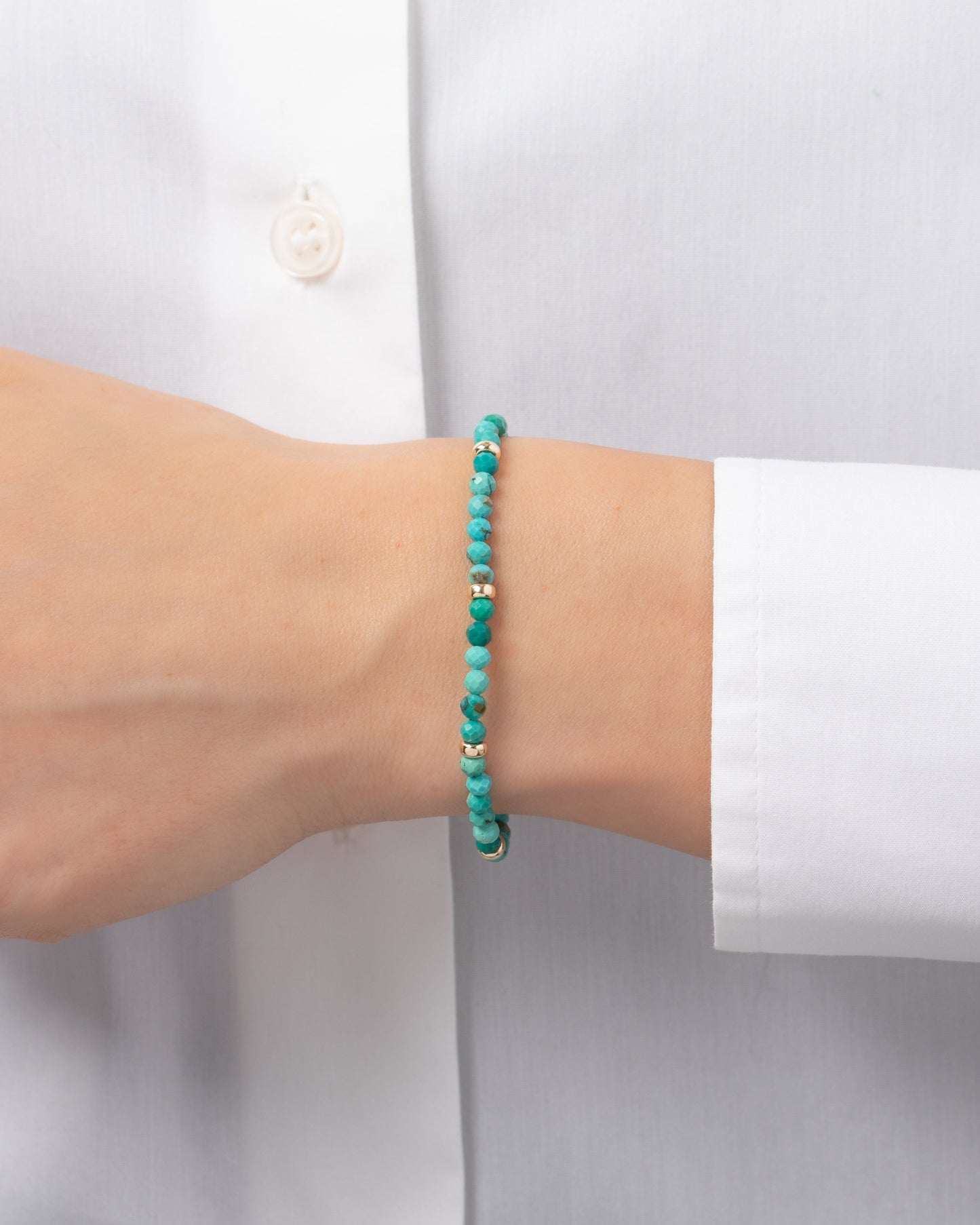14K Gold Turquoise Segment Bead Bracelet