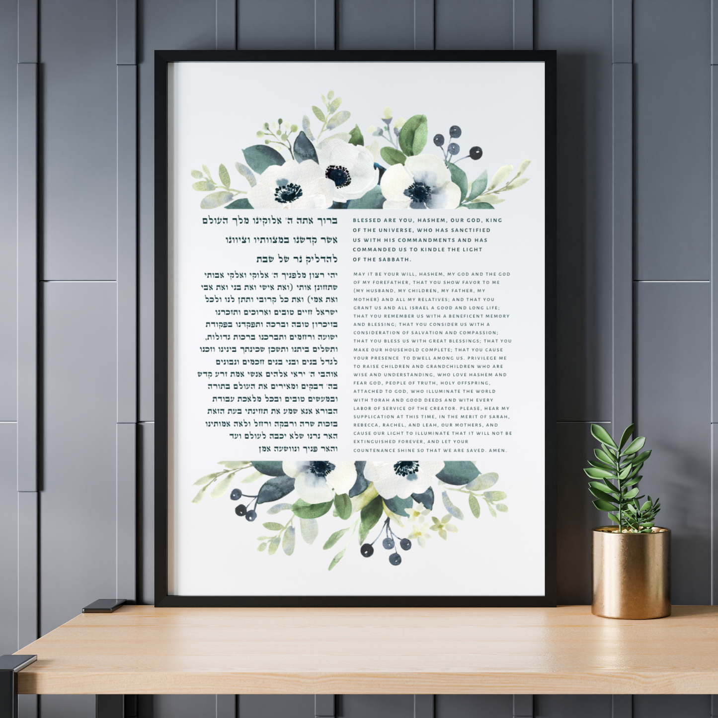 Shabbat Candles Bracha Wall Art Print