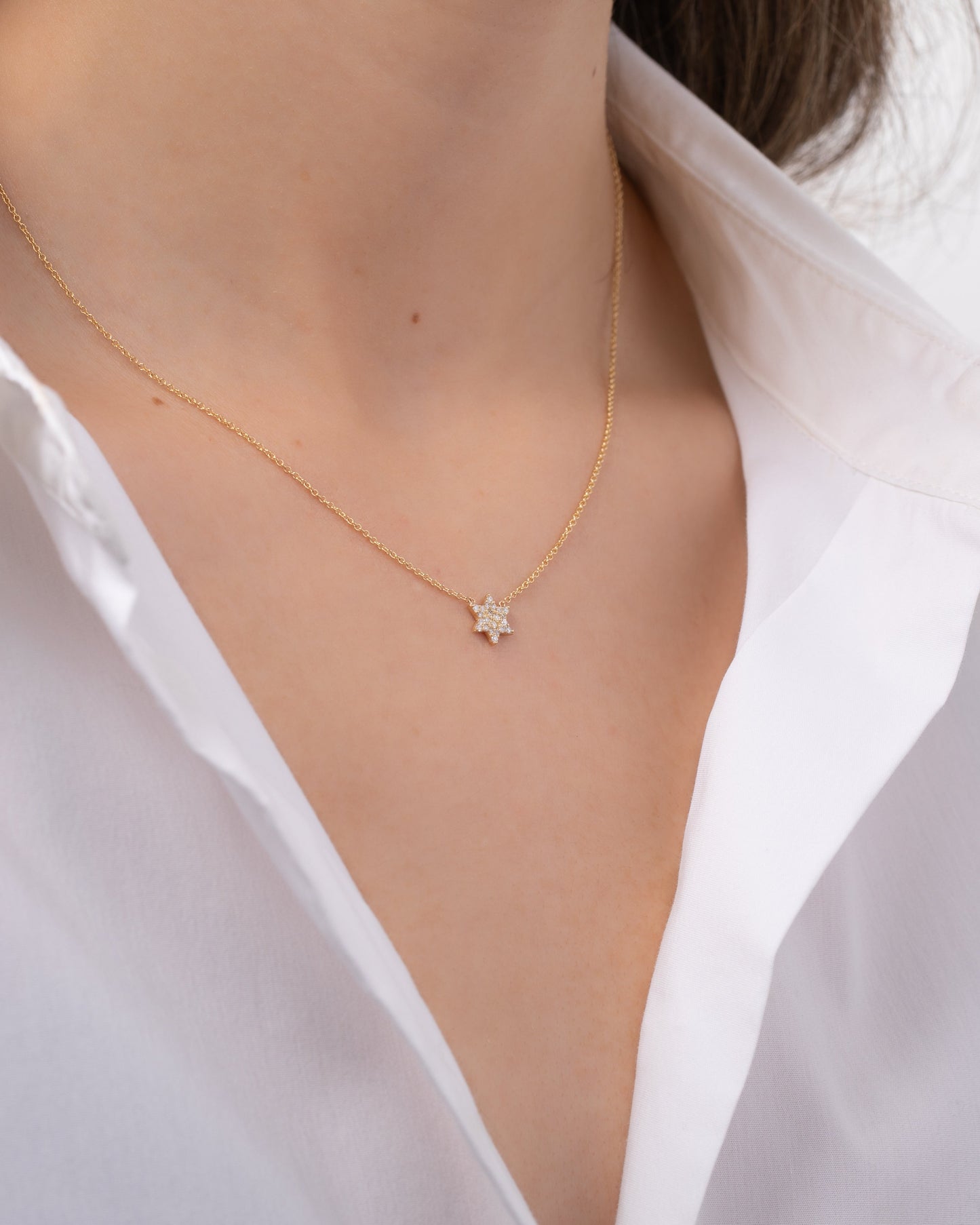 Diamond Star of David Necklace