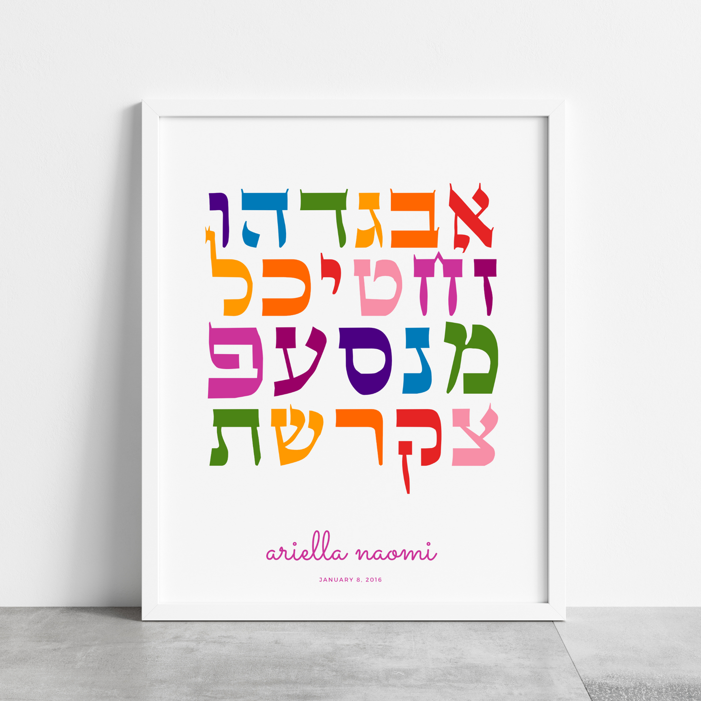 Personalized Aleph Bet Wall Art