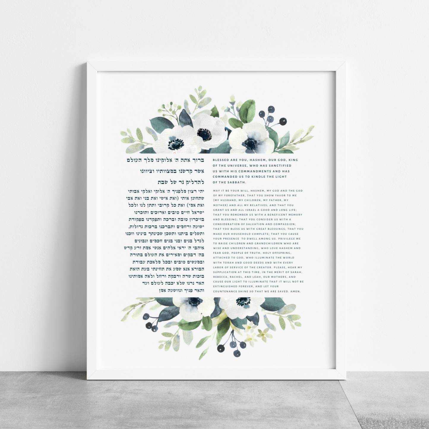 Shabbat Candles Bracha Wall Art Print