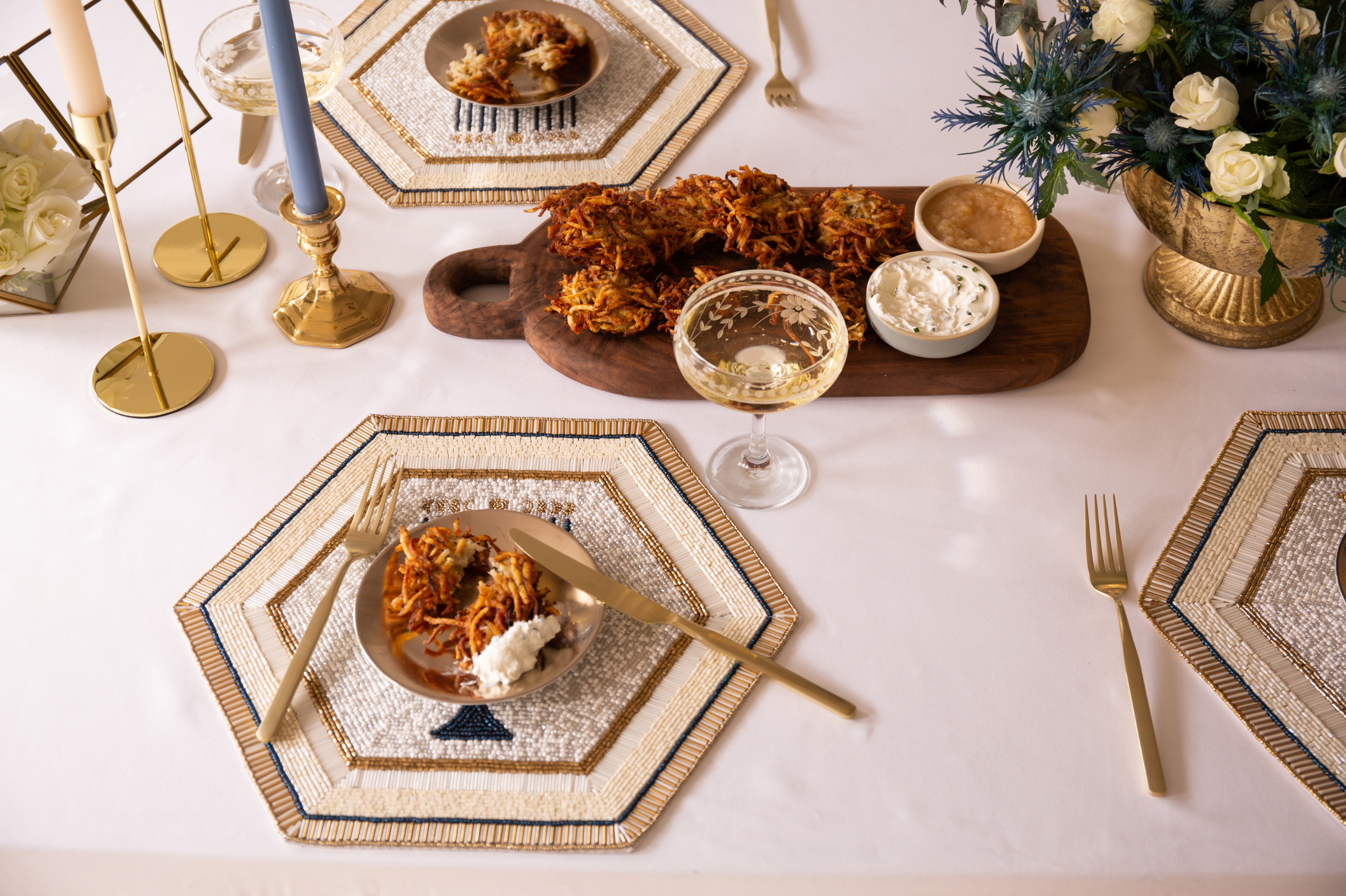 Luna Menorah Beaded Placemat