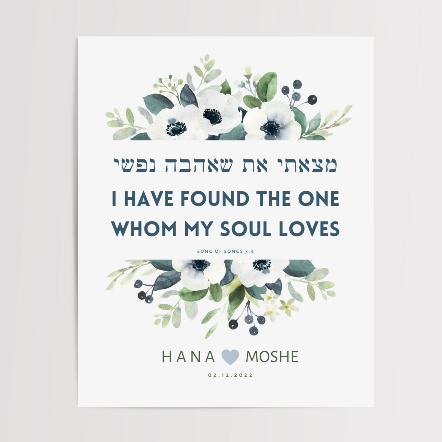 Personalized Song of Songs 3:4 Wedding Art Print