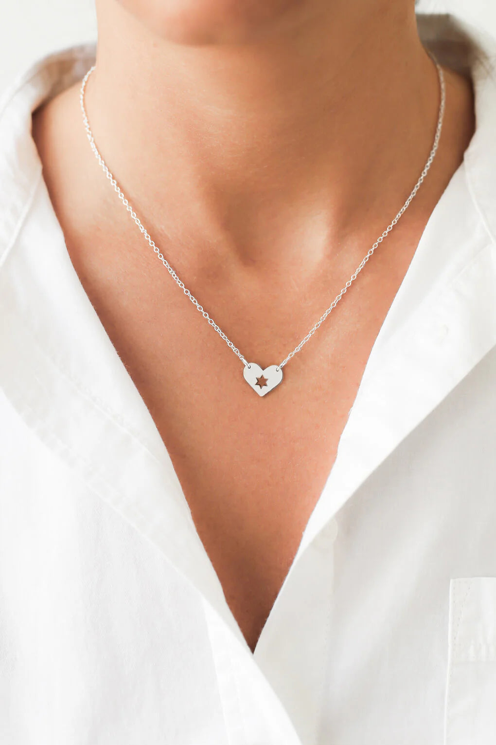 Sterling Silver Israel at Heart Necklace