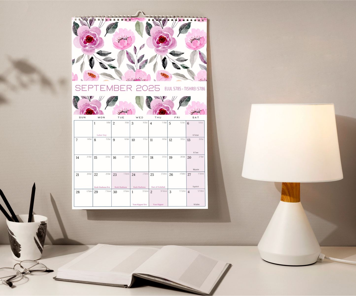 5786 Jewish Wall Calendar (2025–2026)