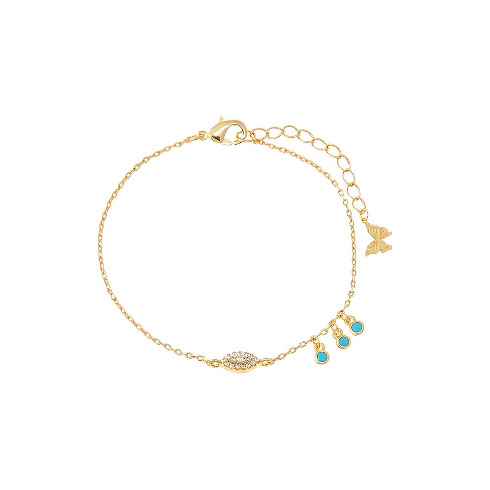Evil Eye x Dangling Turquoise Bezel Bracelet