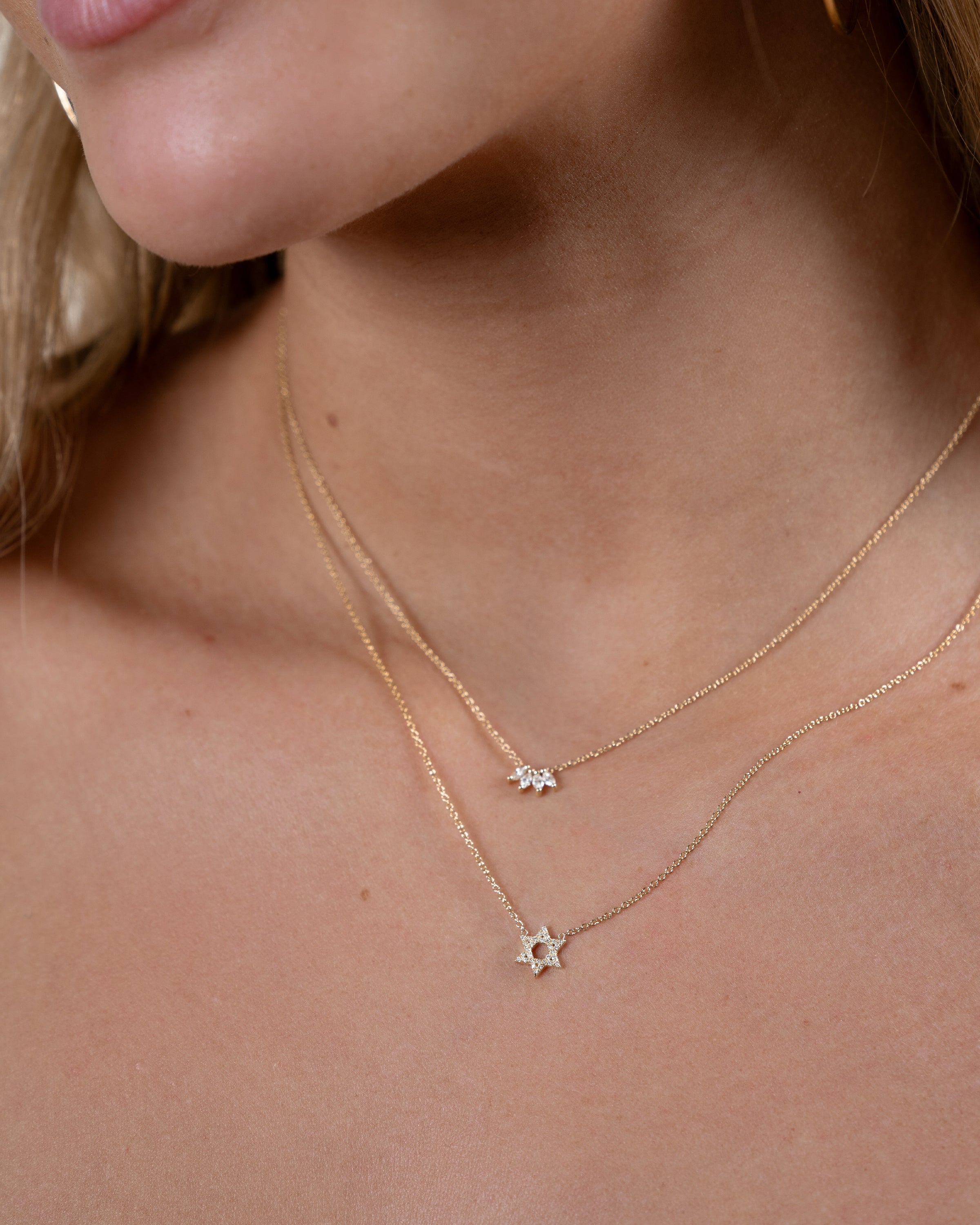 Diamond Open Star of David Necklace