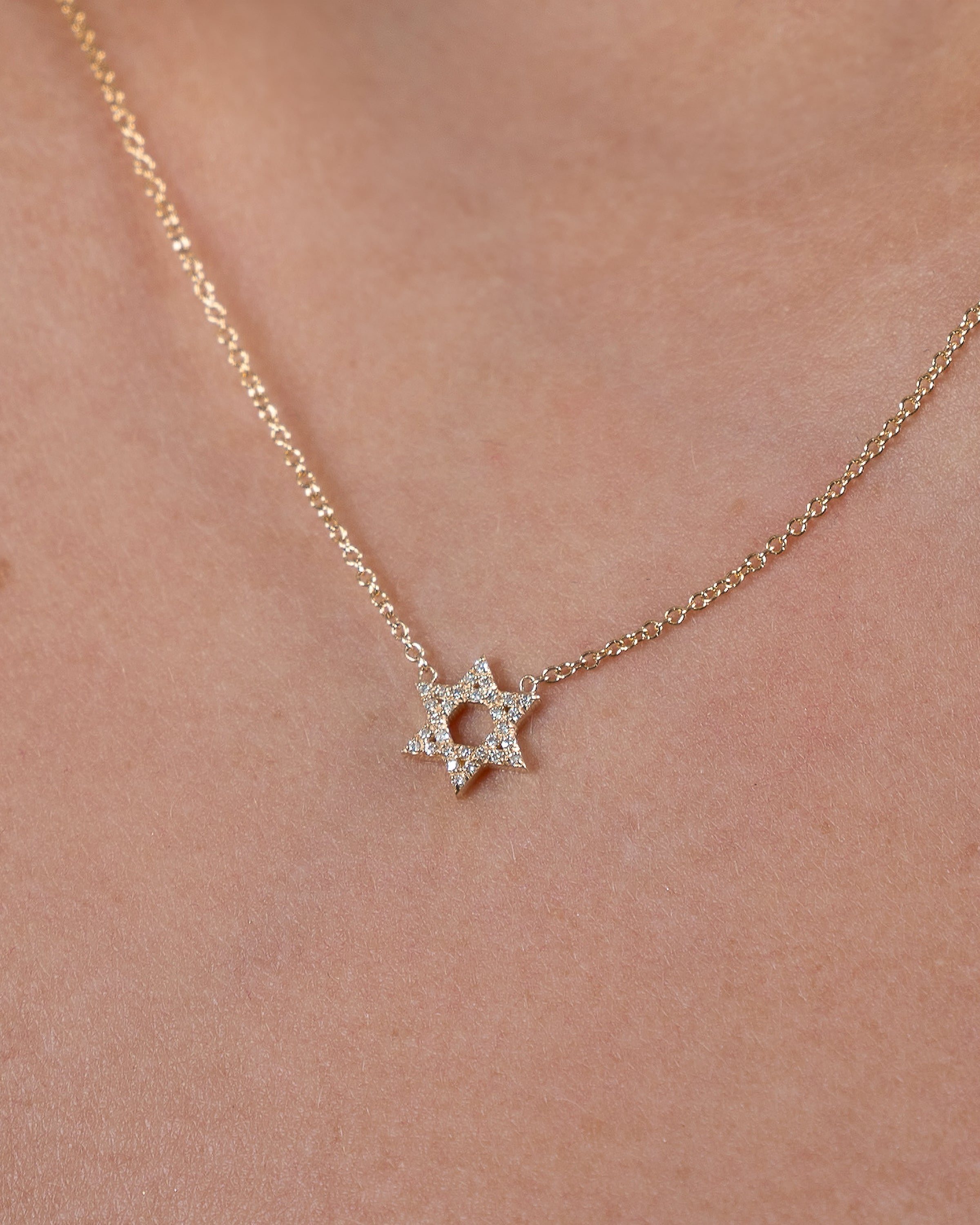 Diamond Open Star of David Necklace
