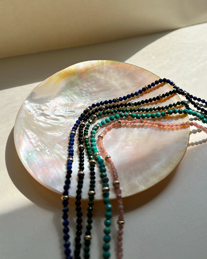 14K Gold Pink Rhodochrosite Segment Bead Necklace