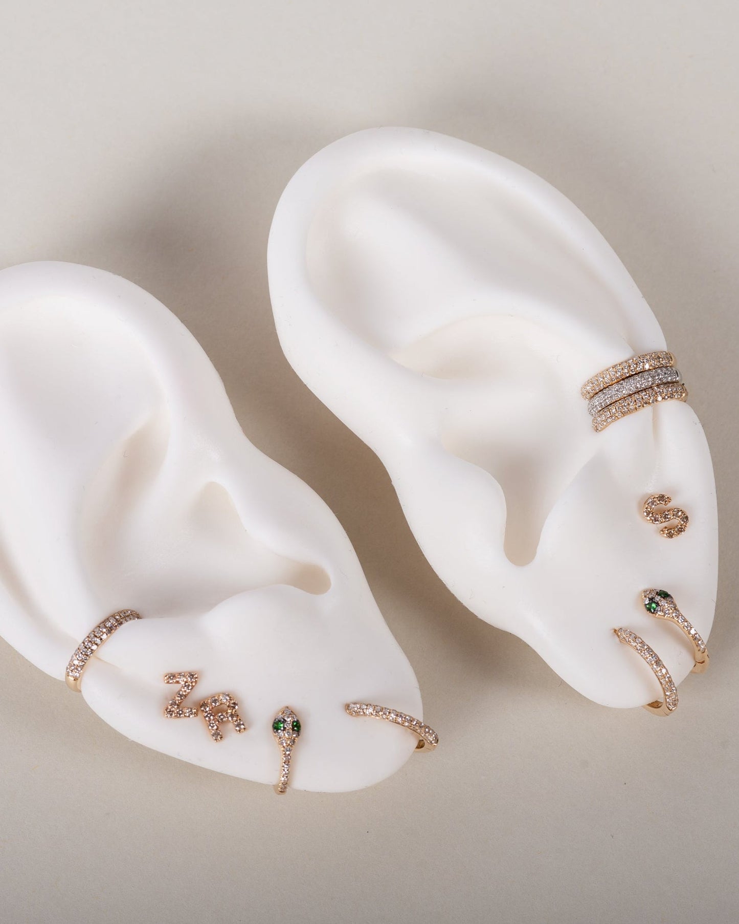 Diamond Snake Huggie Earrings