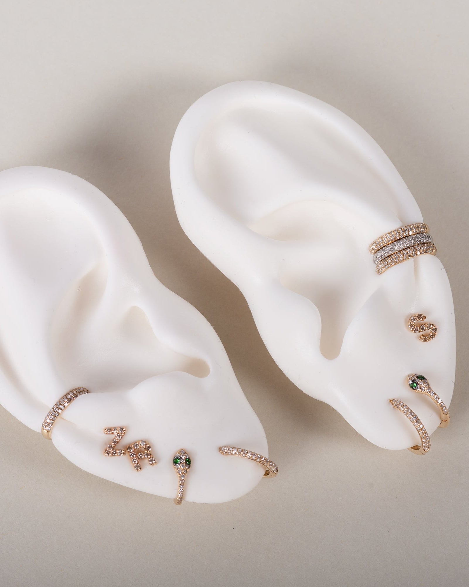 Diamond Snake Huggie Earrings