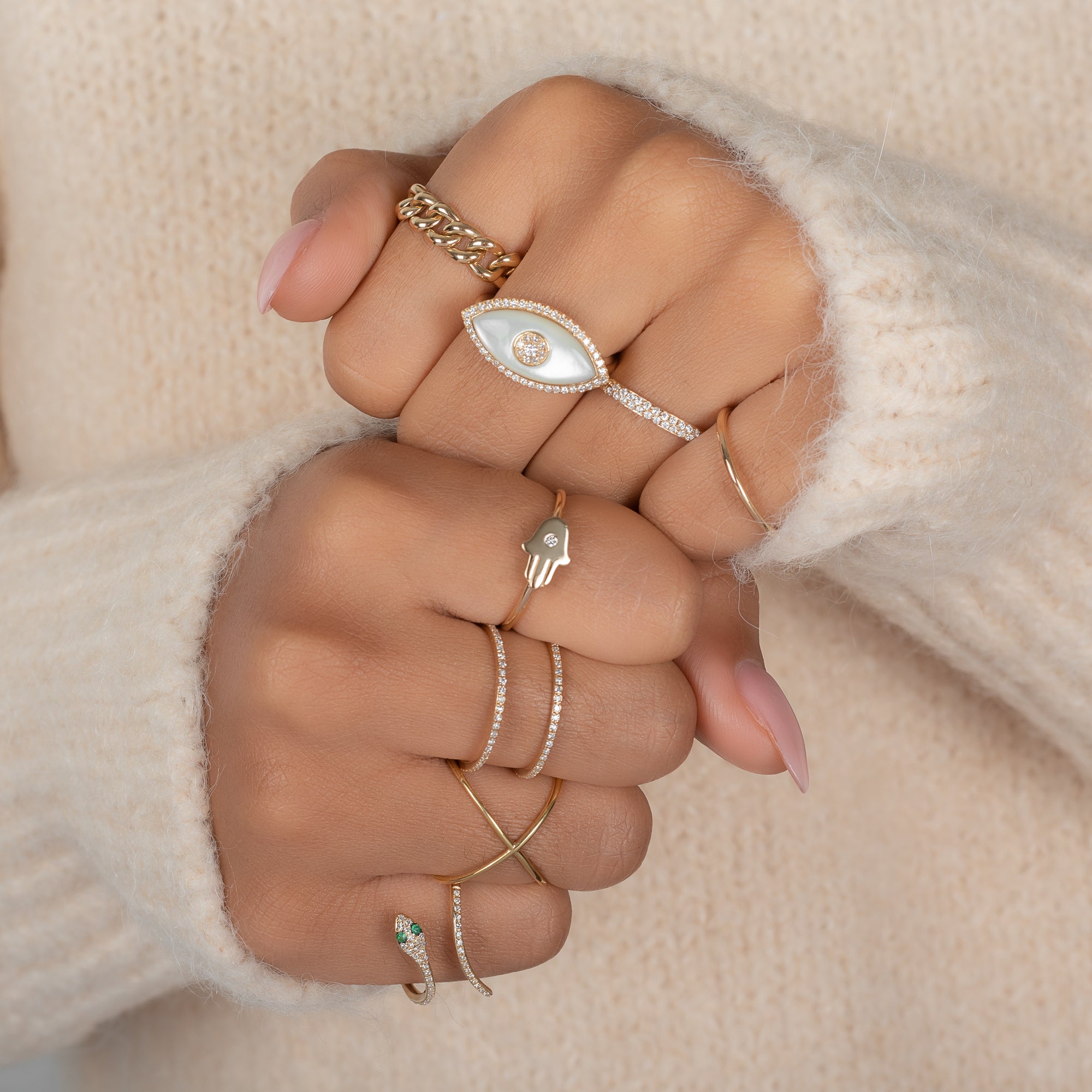 Pavé Diamond Snake Ring