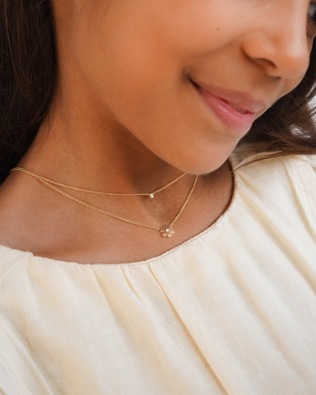 Kids Mini Bezel Diamond Necklace