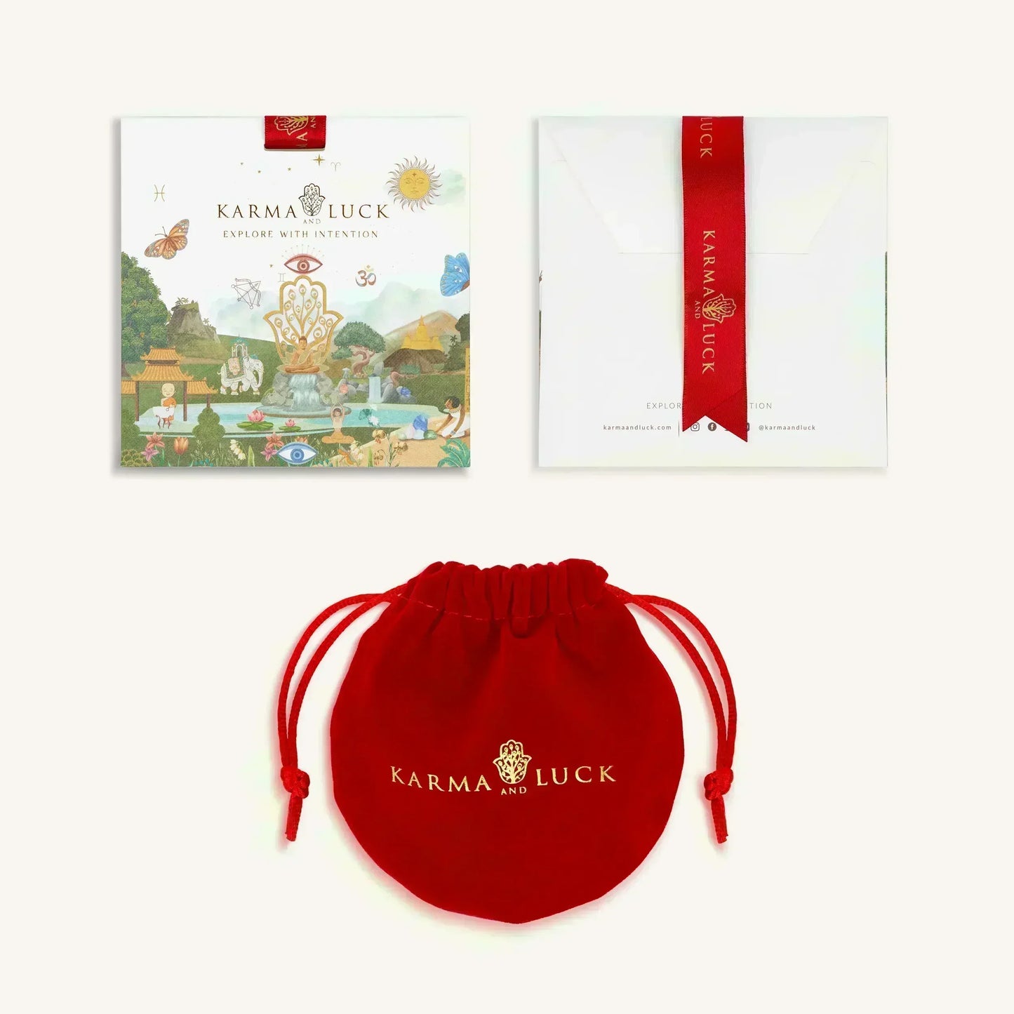Grateful Soul - Red String Hamsa Charm Bracelet