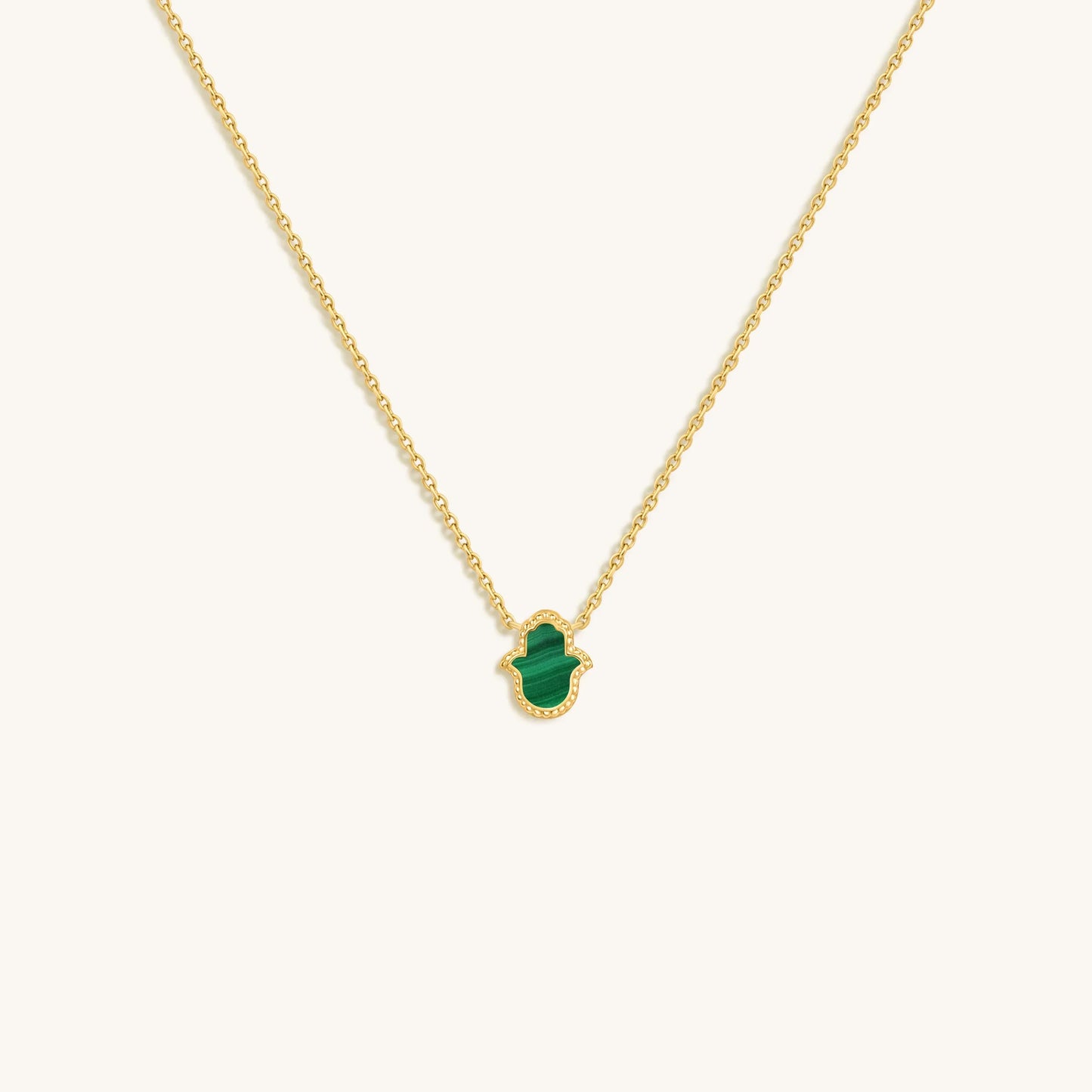 Honest & Bright Malachite Hamsa Gold Necklace
