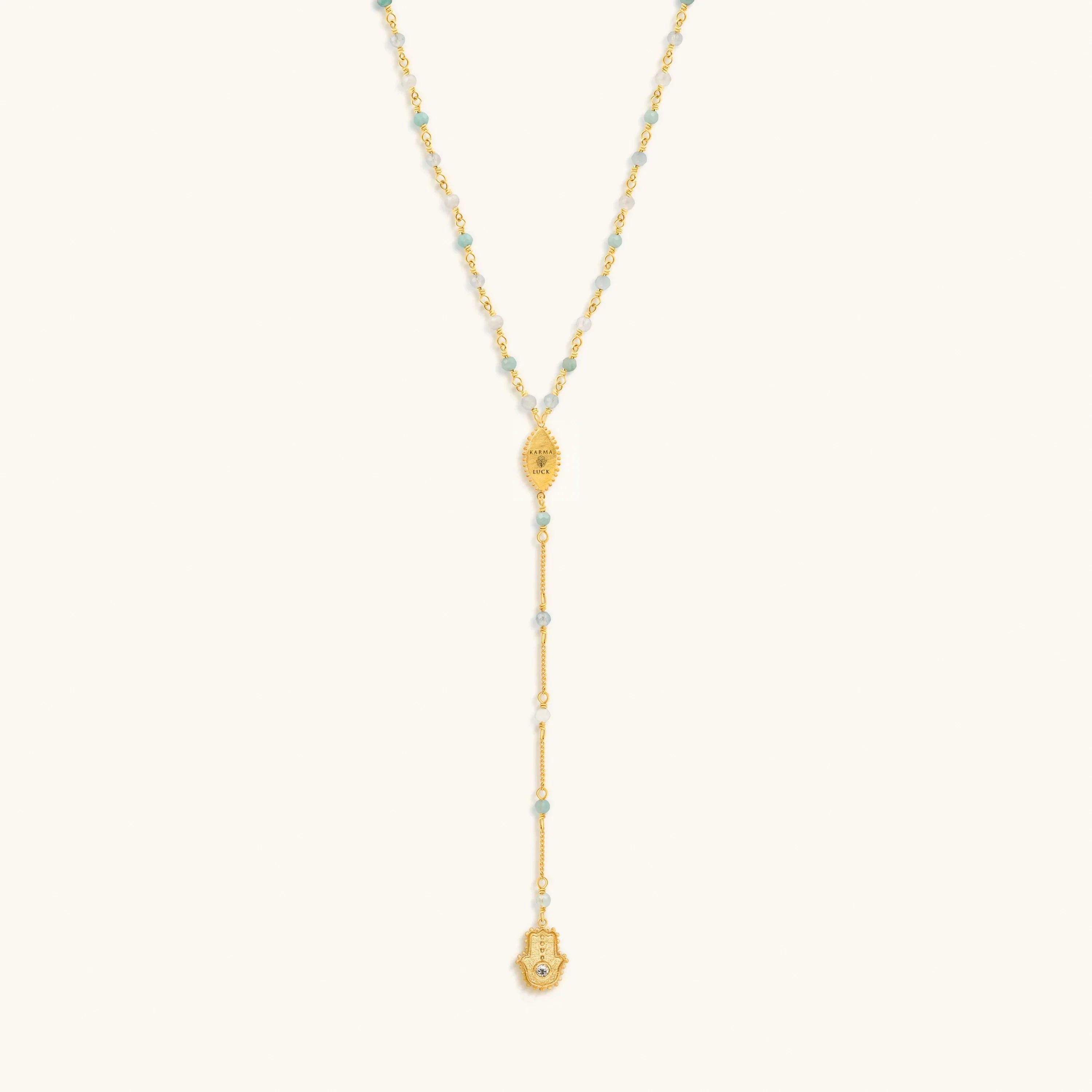 Divinely Guided Hamsa Evil Eye Multi Stone Necklace