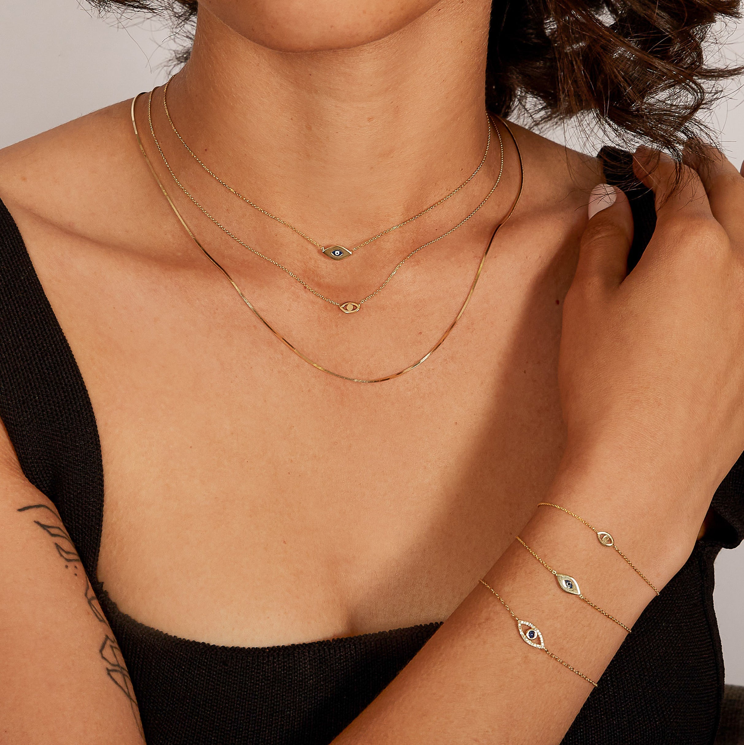 14k Gold Mini Evil Eye Necklace