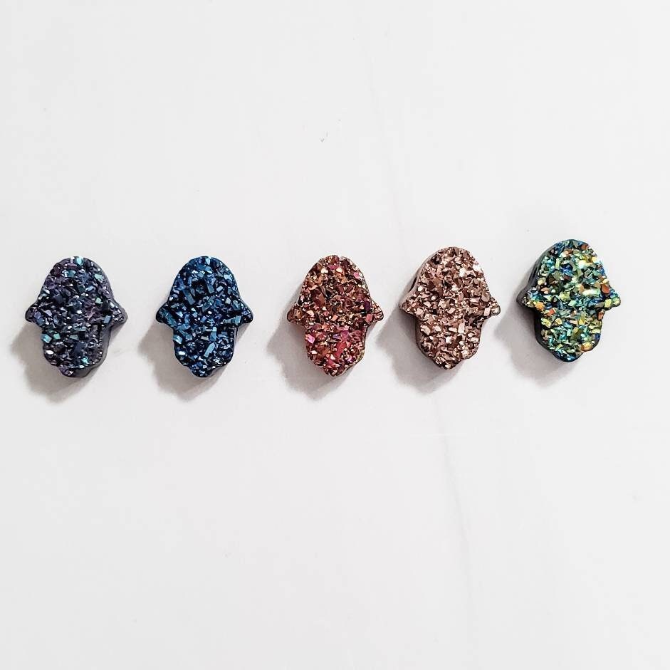 Druzy Crystal Hamsa Pendant Necklace