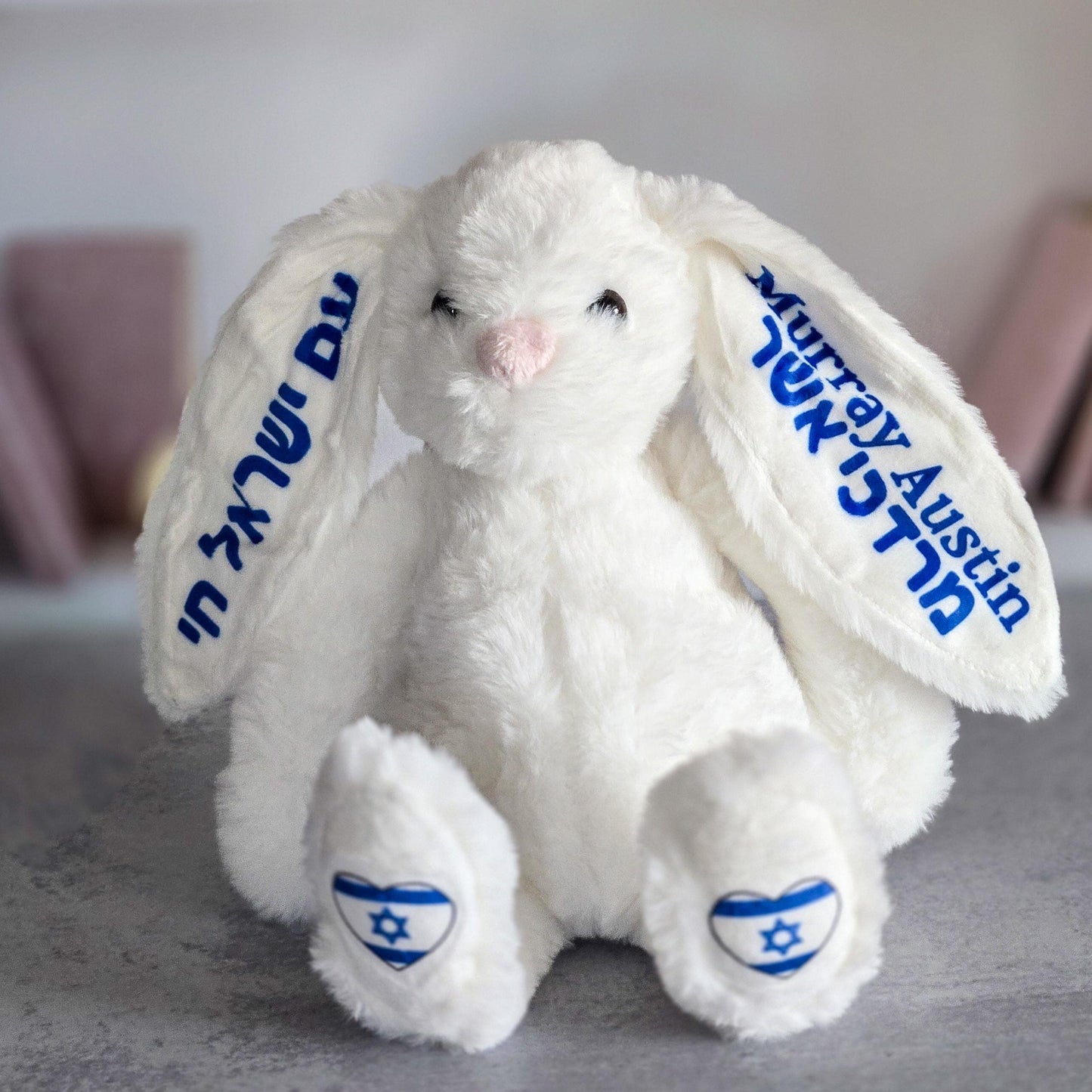 Personalized Am Yisrael Chai Plush Bunny