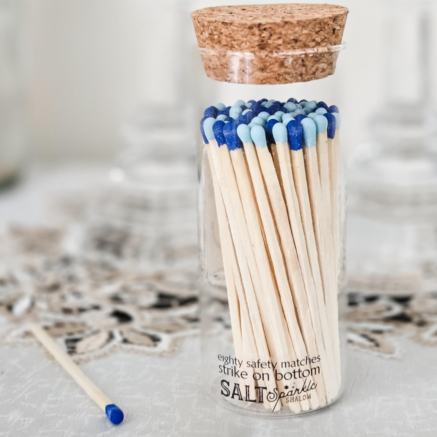 Am Yisrael Chai Hebrew Glass Match Jar