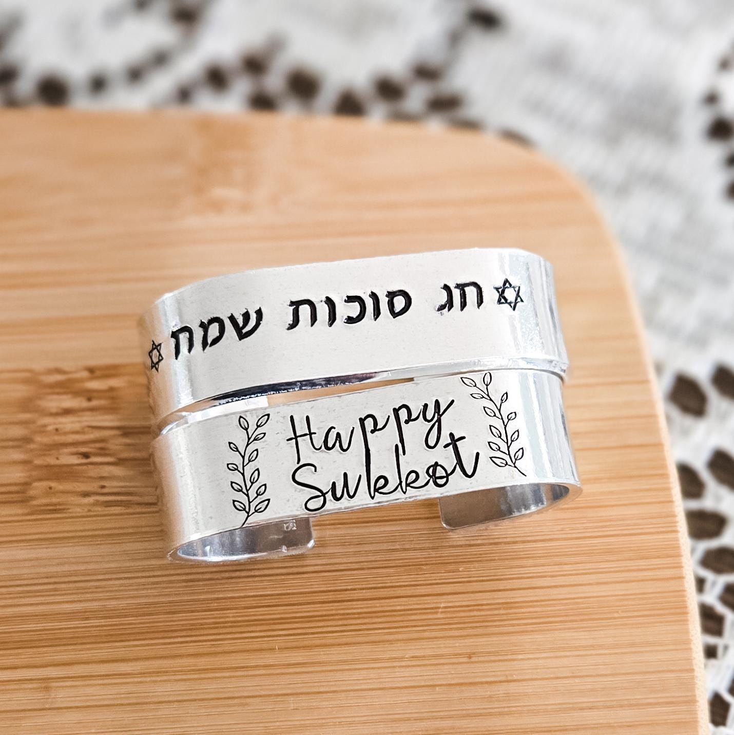 Happy Sukkot Handcrafted Napkin Rings
