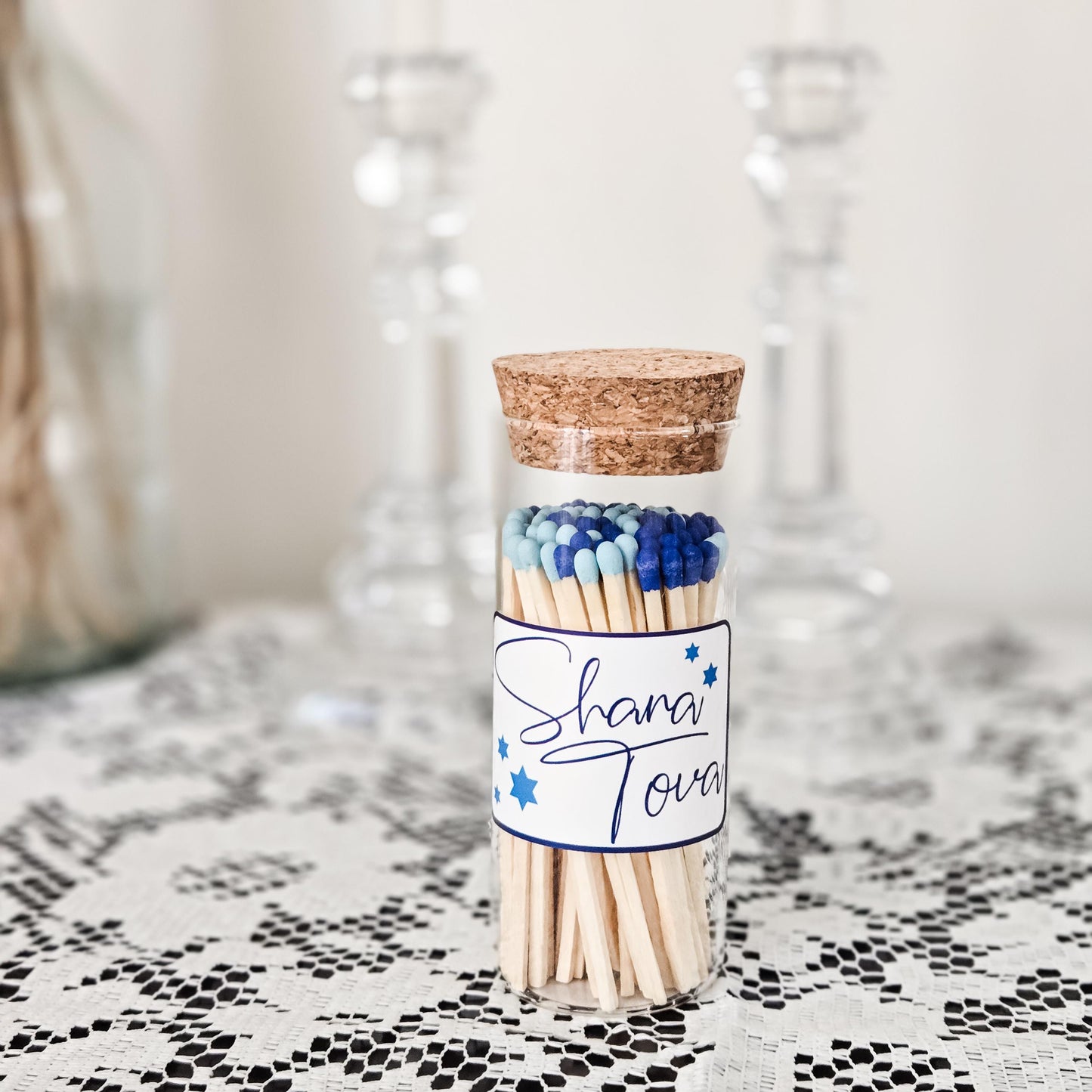 Shana Tova Glass Match Jar