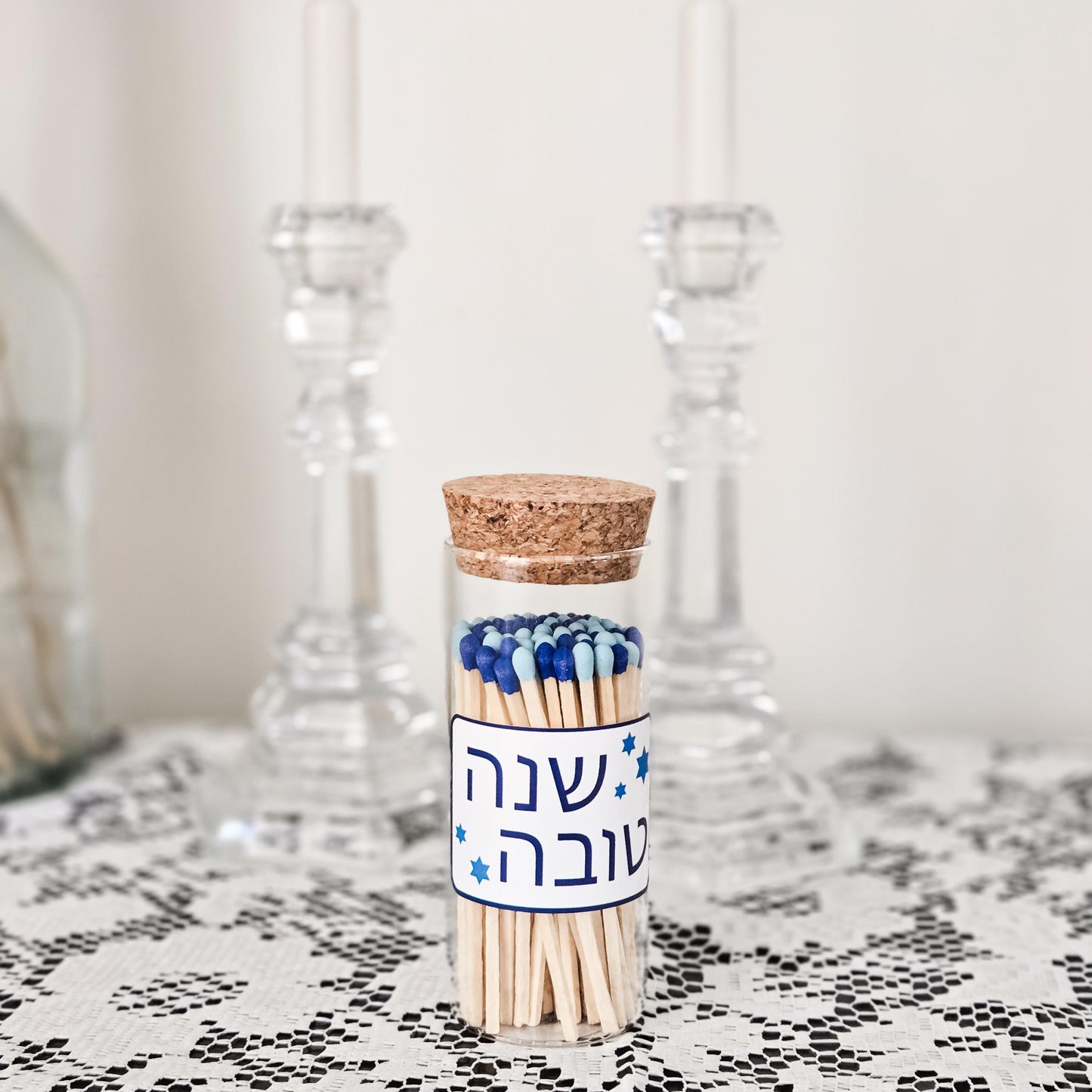 Shana Tova Glass Match Jar