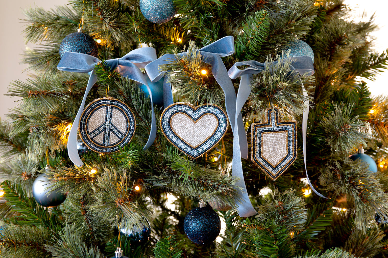 Peace, Love & Dreidel Beaded Ornament Set