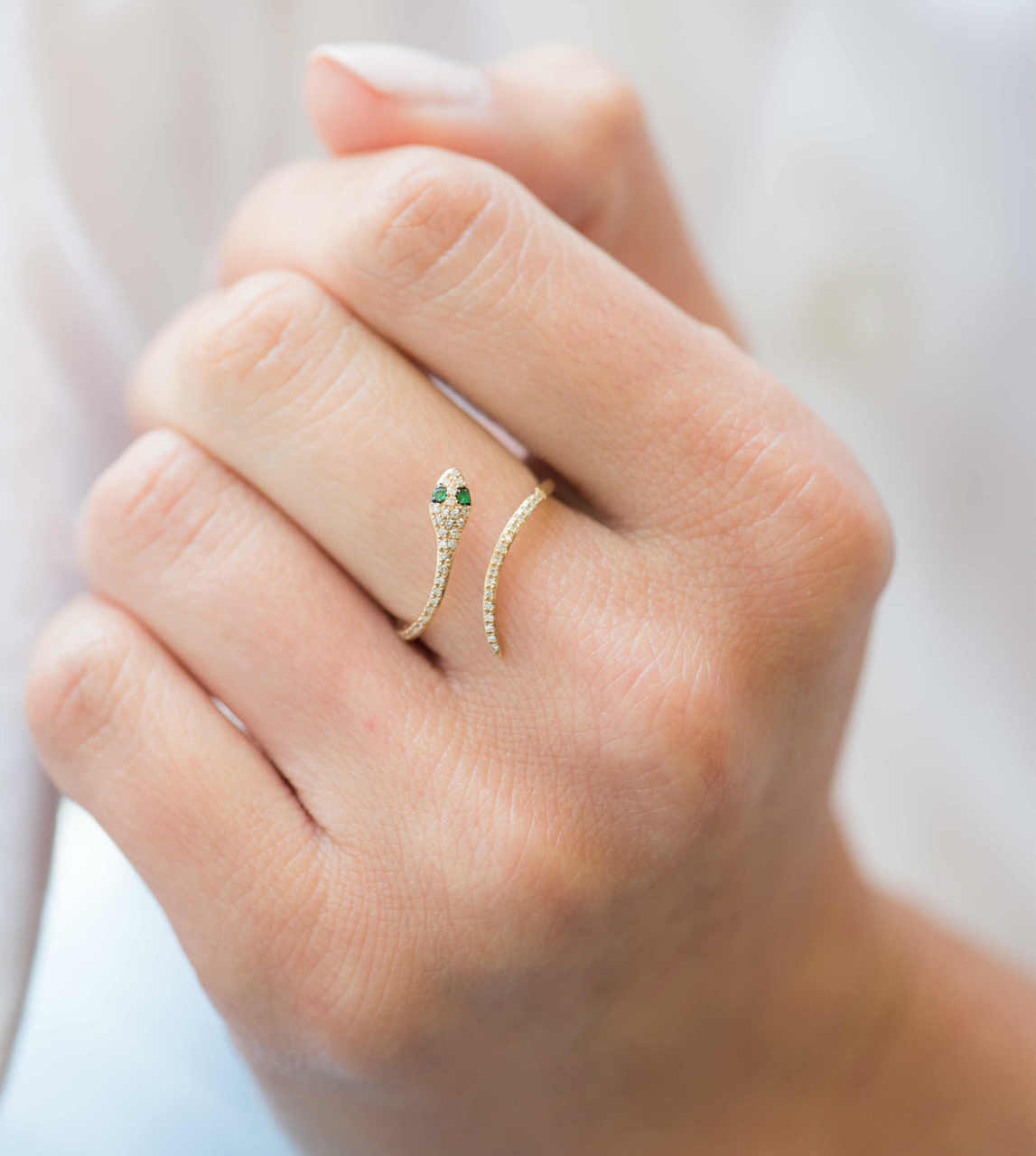 Pavé Diamond Snake Ring