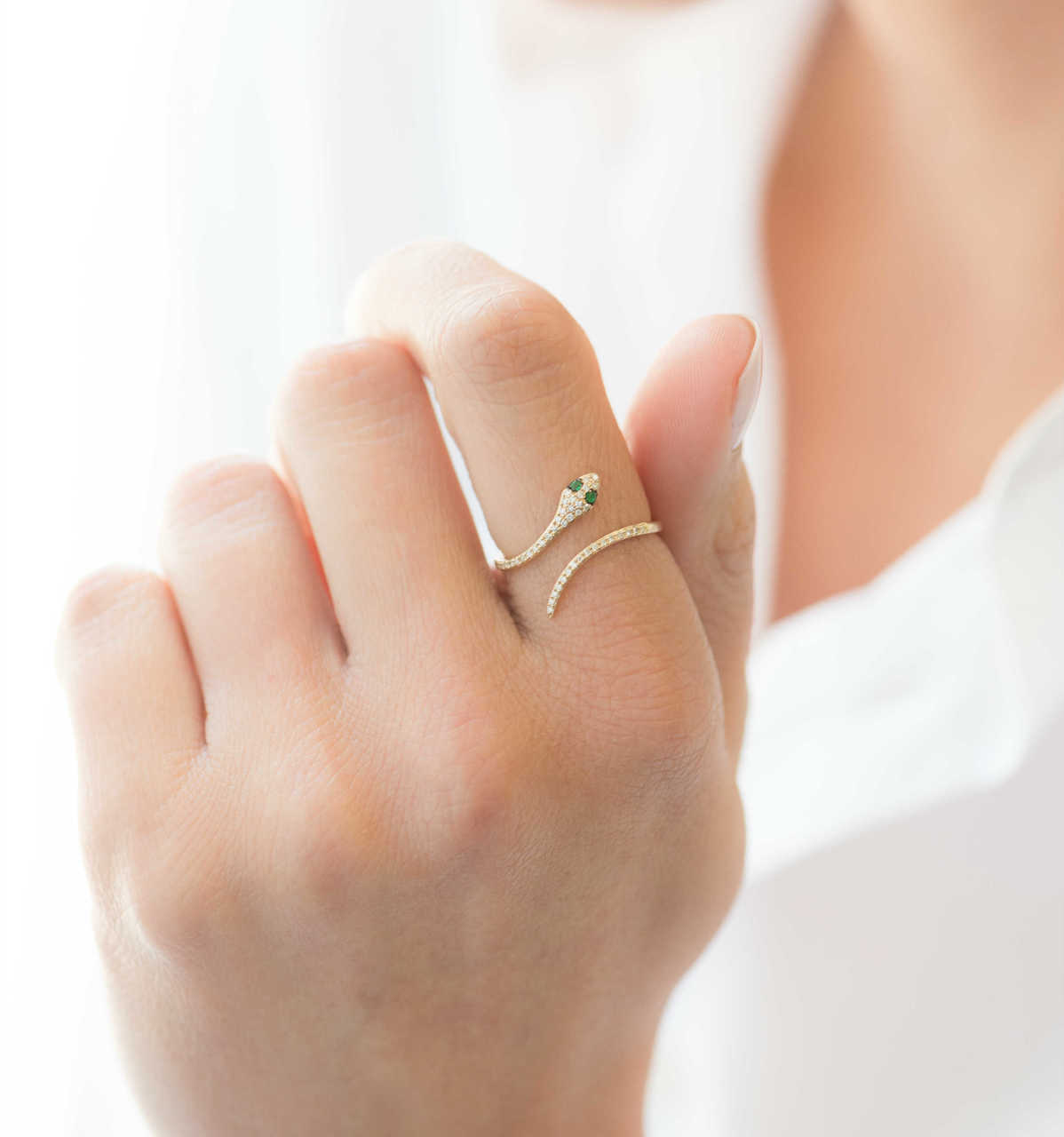Pavé Diamond Snake Ring