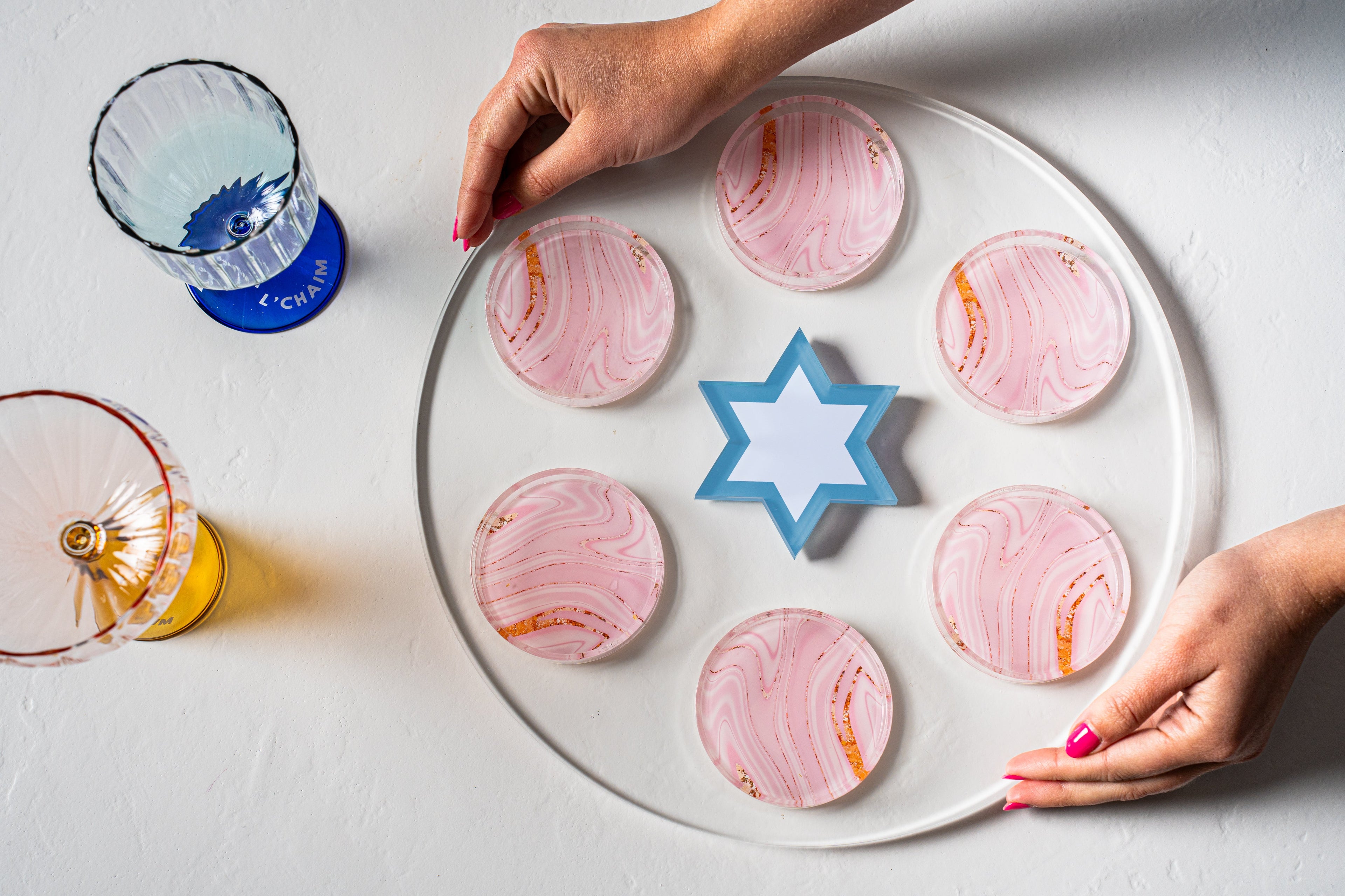 Strawberry Swirl Seder Plate & Holiday Platter