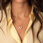 Pearl & Pavé Leaf Charm Necklace