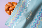 Wavy Embroidered Shabbat Challah Cover