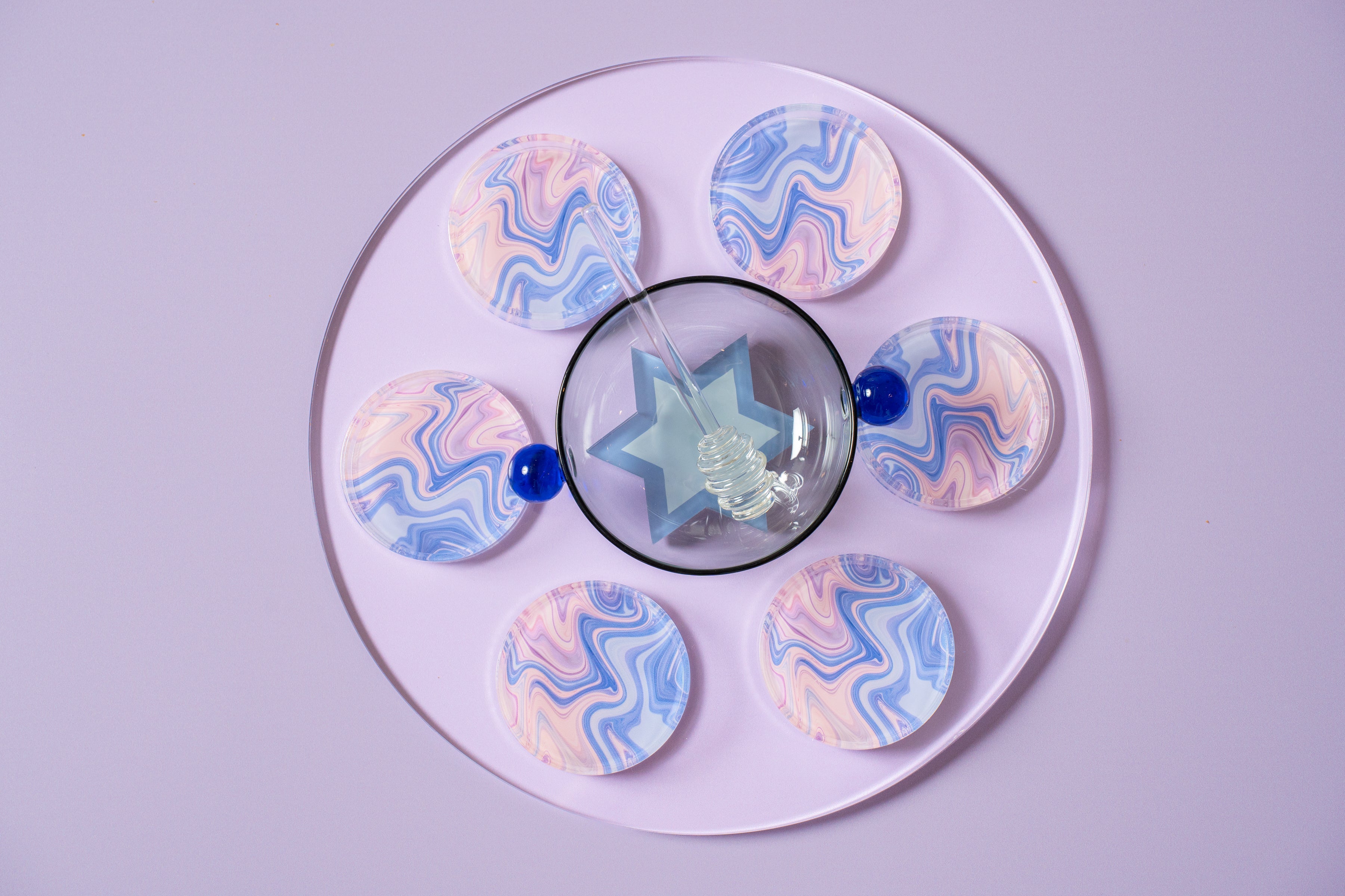 Lavender Swirl Seder Plate & Holiday Platter