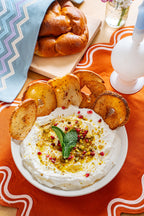 Wavy Embroidered Shabbat Challah Cover