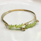 Stackable Gemstone & Brass Beaded Bangle Bracelet