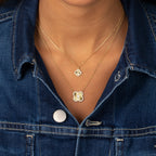 Pavé Outlined Ridged Clover Pendant Necklace