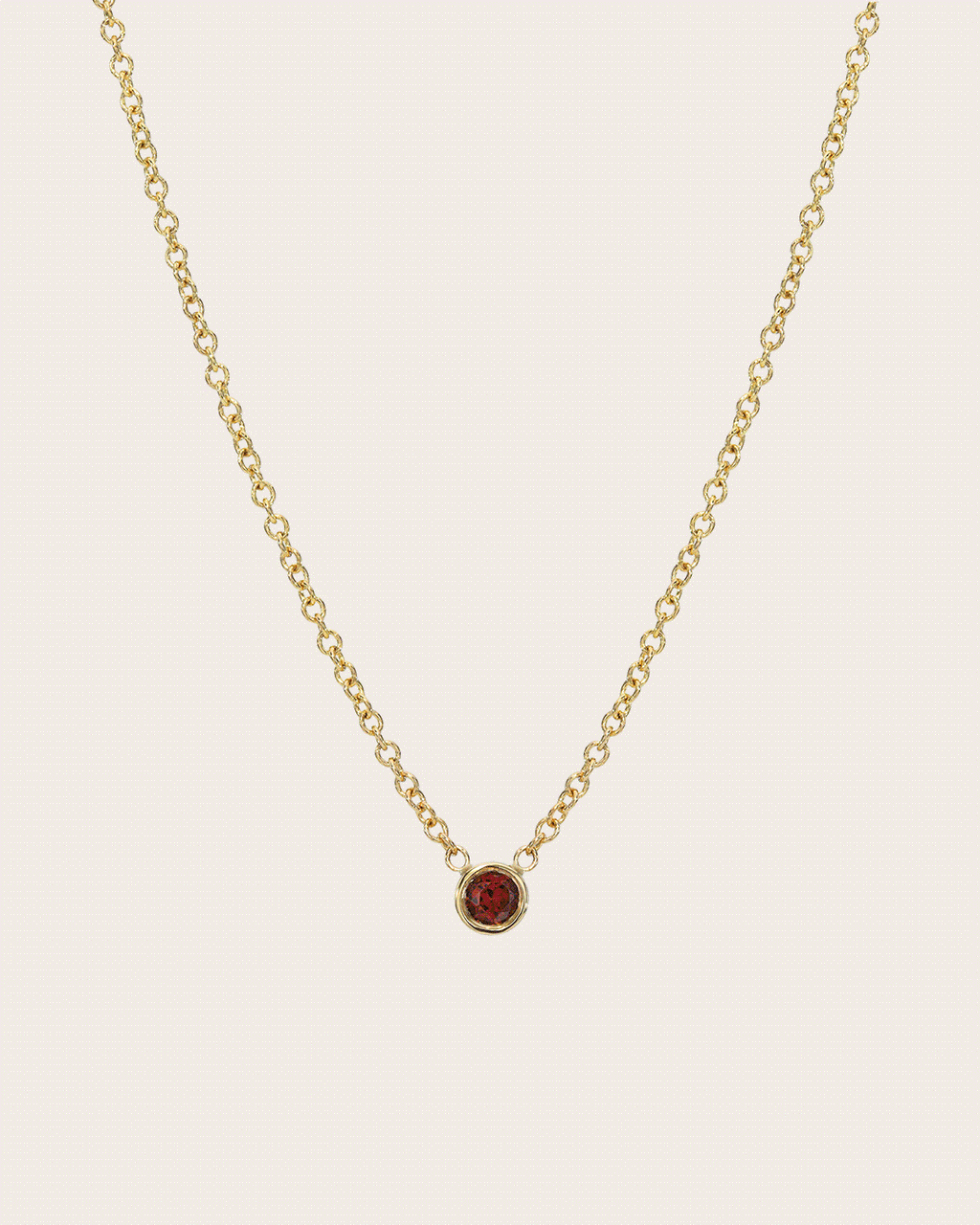 14k Gold Bezel Birthstone Necklace