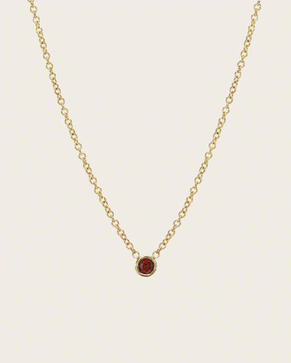 14k Gold Bezel Birthstone Necklace