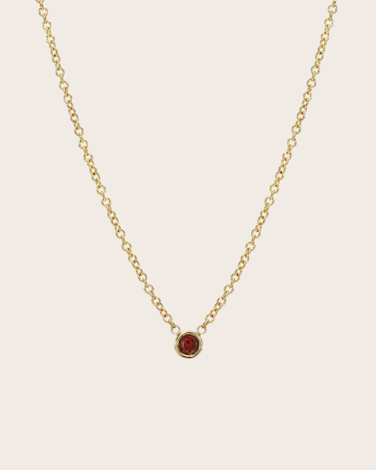 14k Gold Bezel Birthstone Necklace
