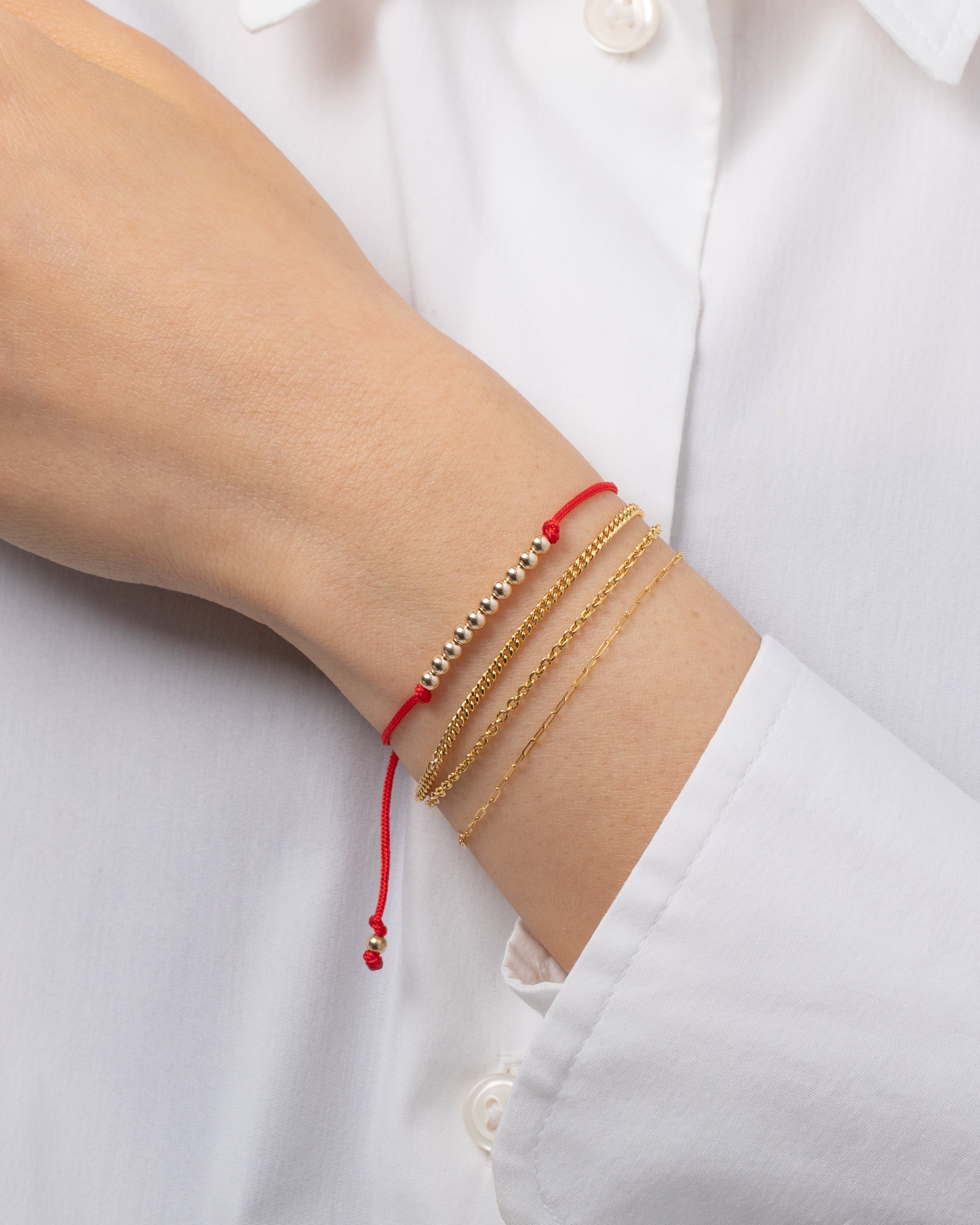 14K Gold Bead Row Fortune Bracelet