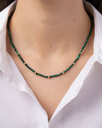 14K Gold Malachite Segment Bead Necklace