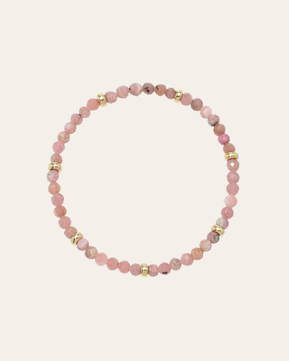 14K Gold Pink Rhodochrosite Segment Bead Bracelet