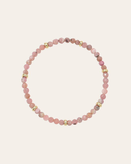 14K Gold Pink Rhodochrosite Segment Bead Bracelet