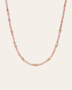 14K Gold Pink Rhodochrosite Segment Bead Necklace