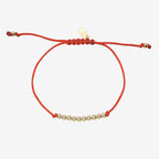 14K Gold Bead Row Fortune Bracelet with red cord by Zoe Lev