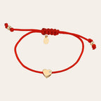 14K Gold Diamond Heart Fortune Bracelet with red cord by Zoe Lev