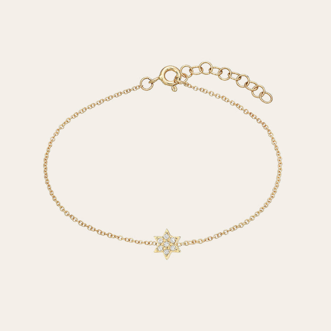 14K Gold Tiny Diamond Star of David Bracelet by Zoe Lev