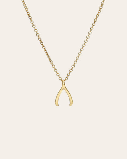Kids 14k Gold Mini Wishbone Necklace